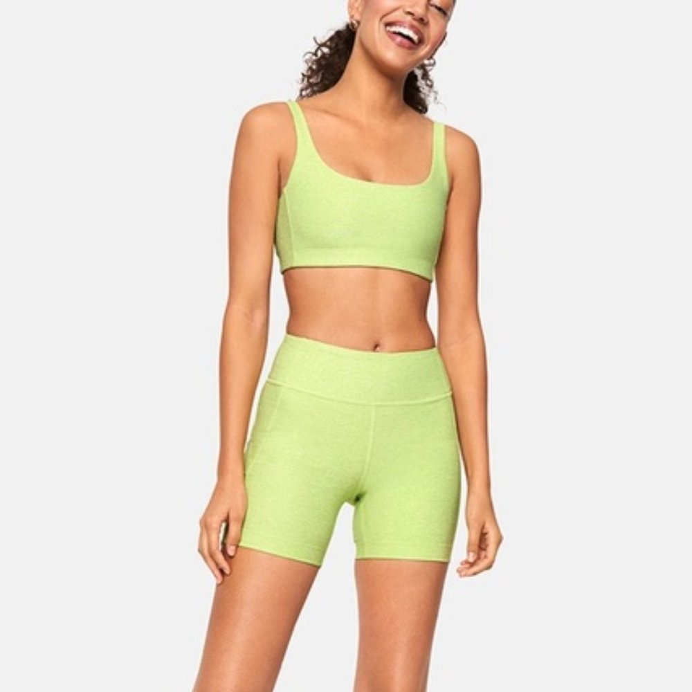 OUTDOOR VOICES WARMUP SHORTS SET IN LEMONGRASS